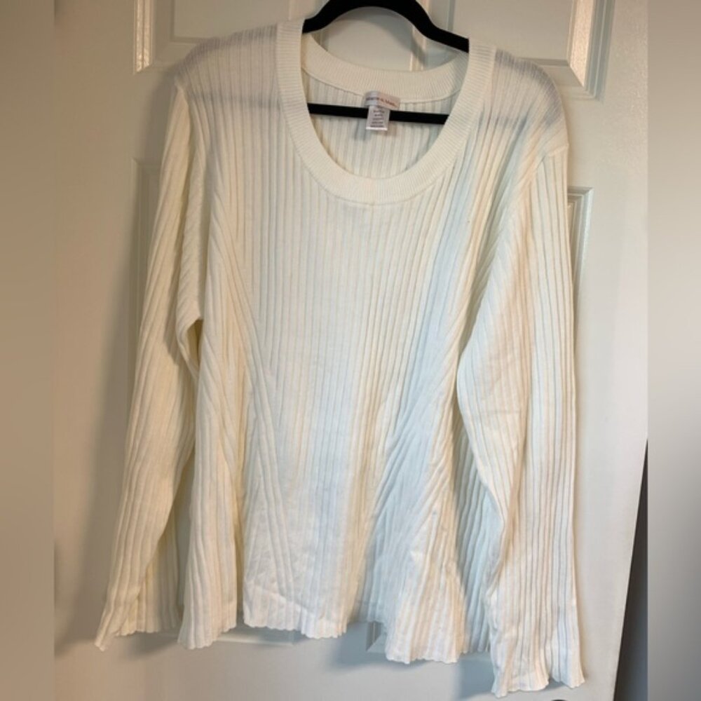 Monroe and main women’s plus‎ size 3X wool blend off white ribbed sweater blouse